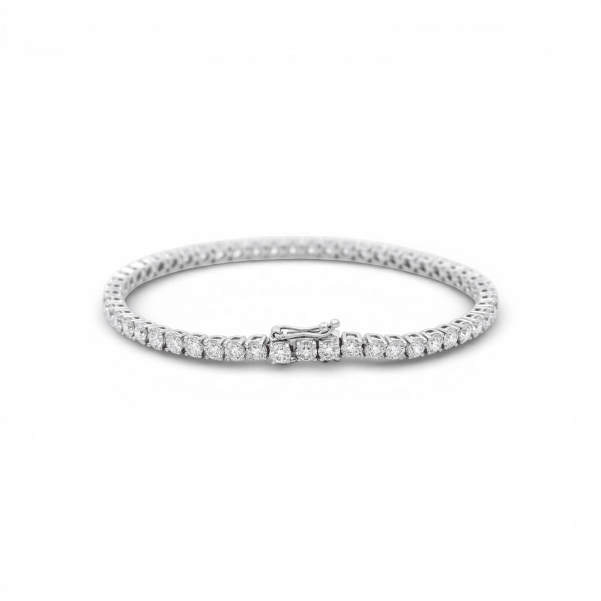 14K White Gold Tennis Bracelet with 6.73Tw Round Lab Diamond - Miral Jewelry