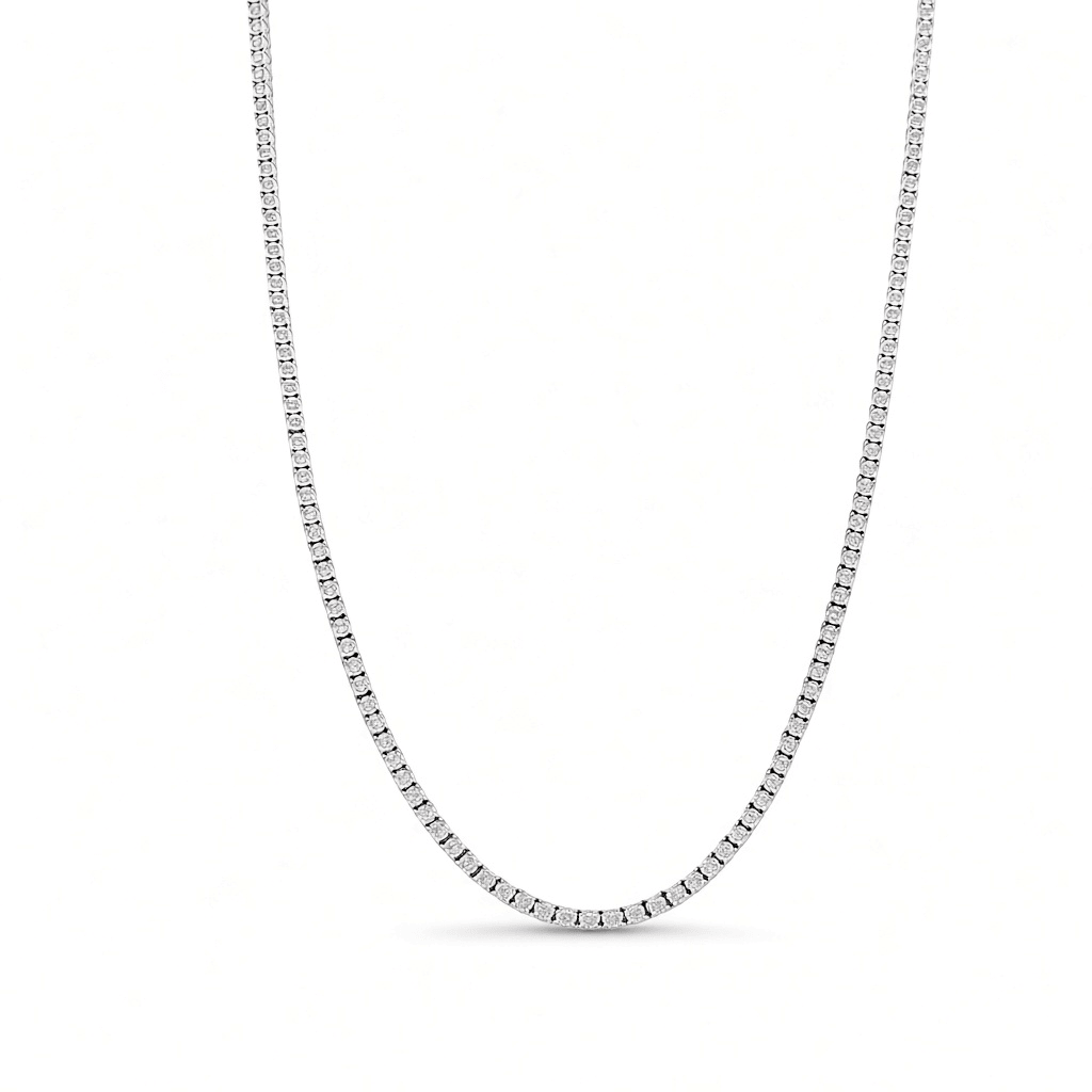 14K White Gold Tennis Necklace – 3.40 ct tw, 16" - Miral Jewelry
