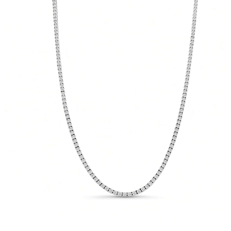14K White Gold Tennis Necklace – 3.40 ct tw, 16" - Miral Jewelry