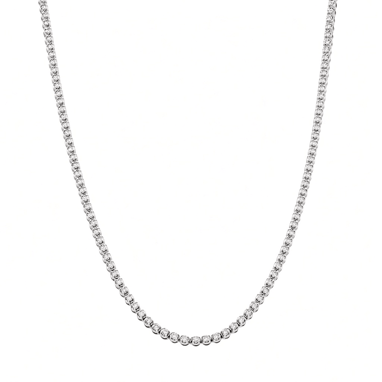 14K White Gold Tennis Necklace – 3.40 ct tw, 16" - Miral Jewelry