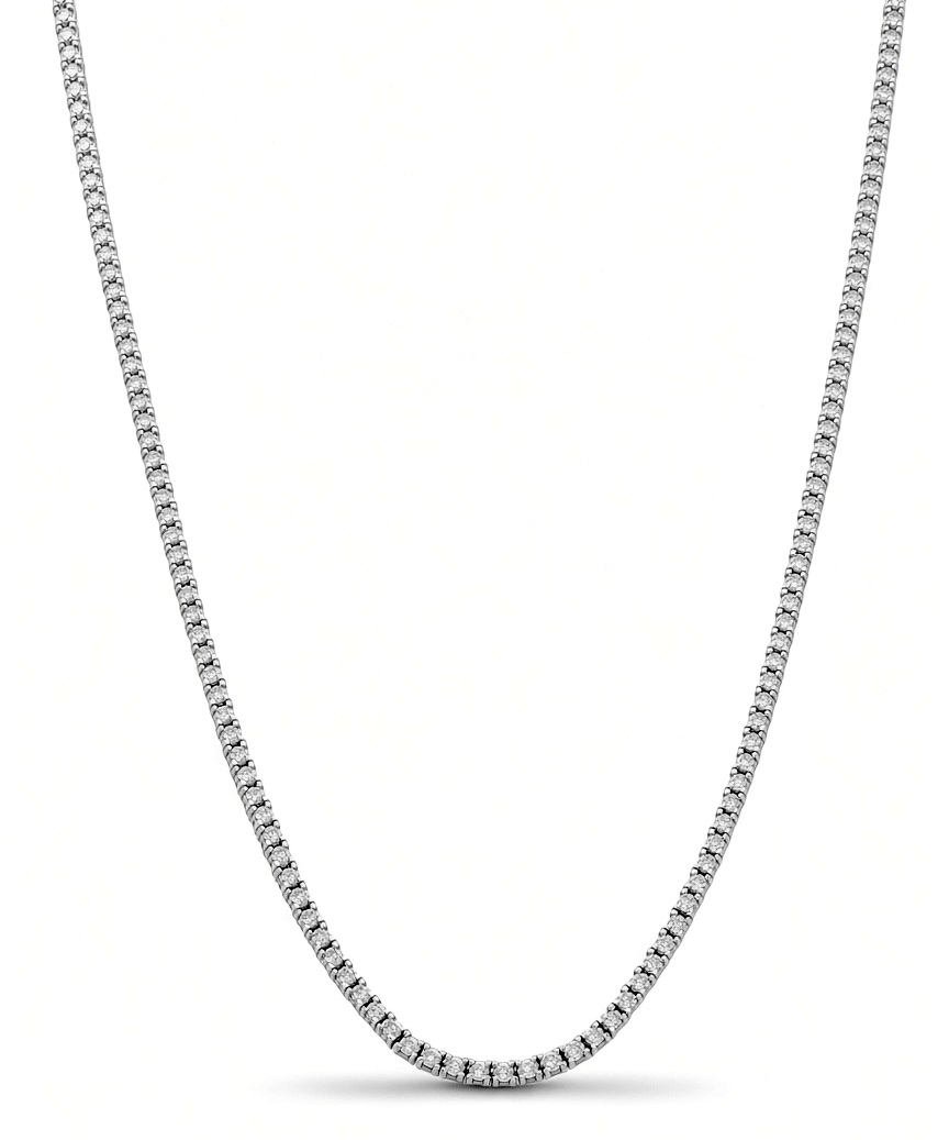 14K White Gold Tennis Necklace – 5.25 ct tw, 16" - Miral Jewelry