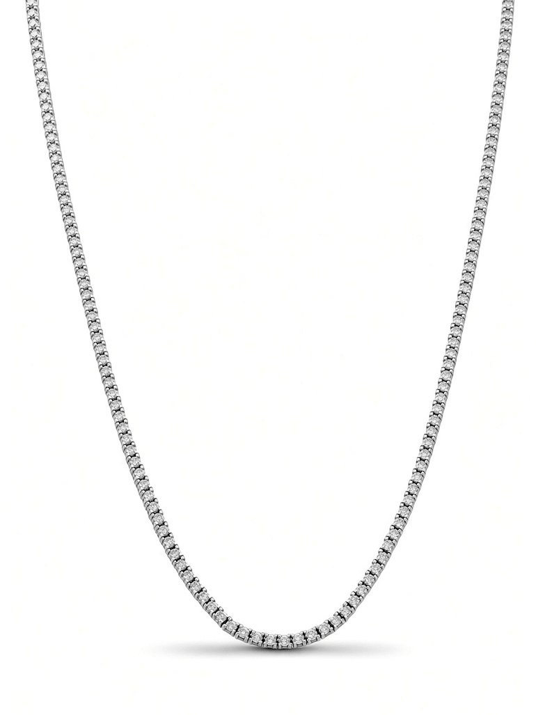 14K White Gold Tennis Necklace – 5.25 ct tw, 16" - Miral Jewelry