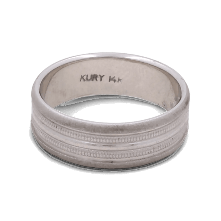 14K White Gold Wedding Men Ring - Miral Jewelry