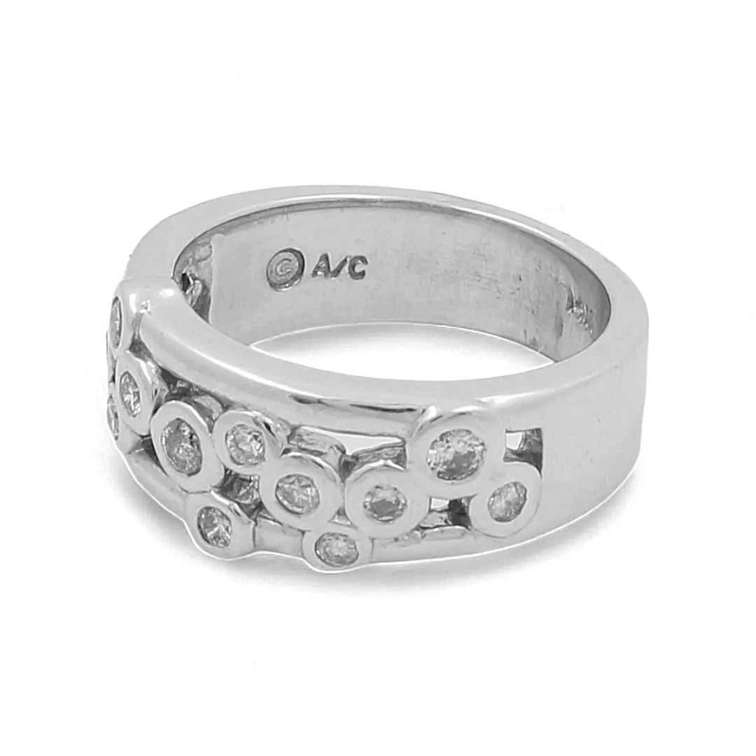 14K White Gold Bubble Bezel Diamond Band 0.30 ct tw – view 2