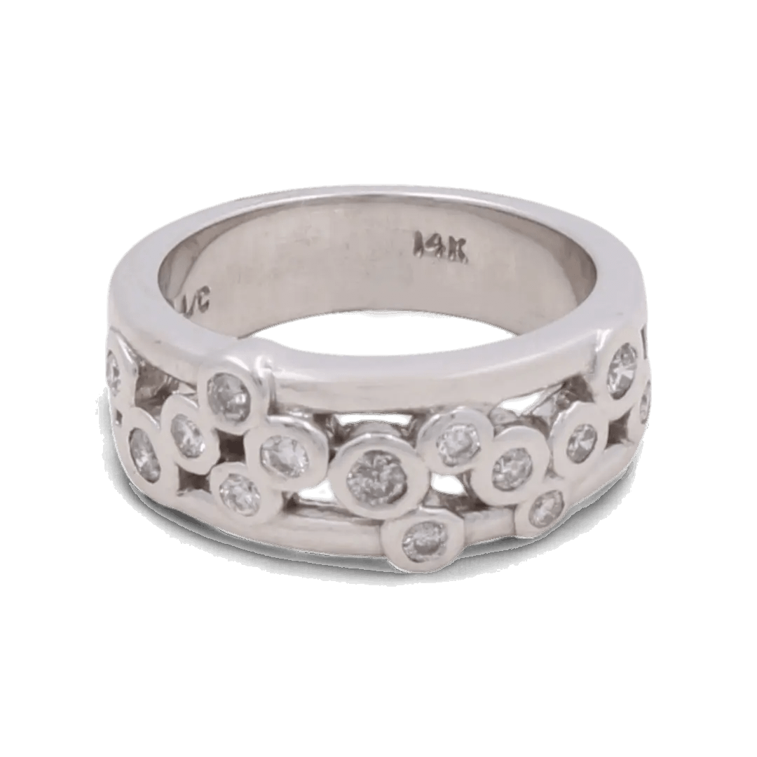 14K White Gold Bubble Bezel Diamond Band 0.30 ct tw