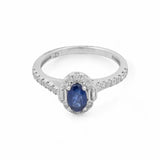 14K White Gold Woman Fashion Ring with Diamonds and Sapphire - Miral Jewelry