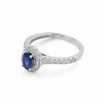 14K White Gold Woman Fashion Ring with Diamonds and Sapphire - Miral Jewelry