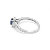 14K White Gold Woman Fashion Ring with Diamonds and Sapphire - Miral Jewelry