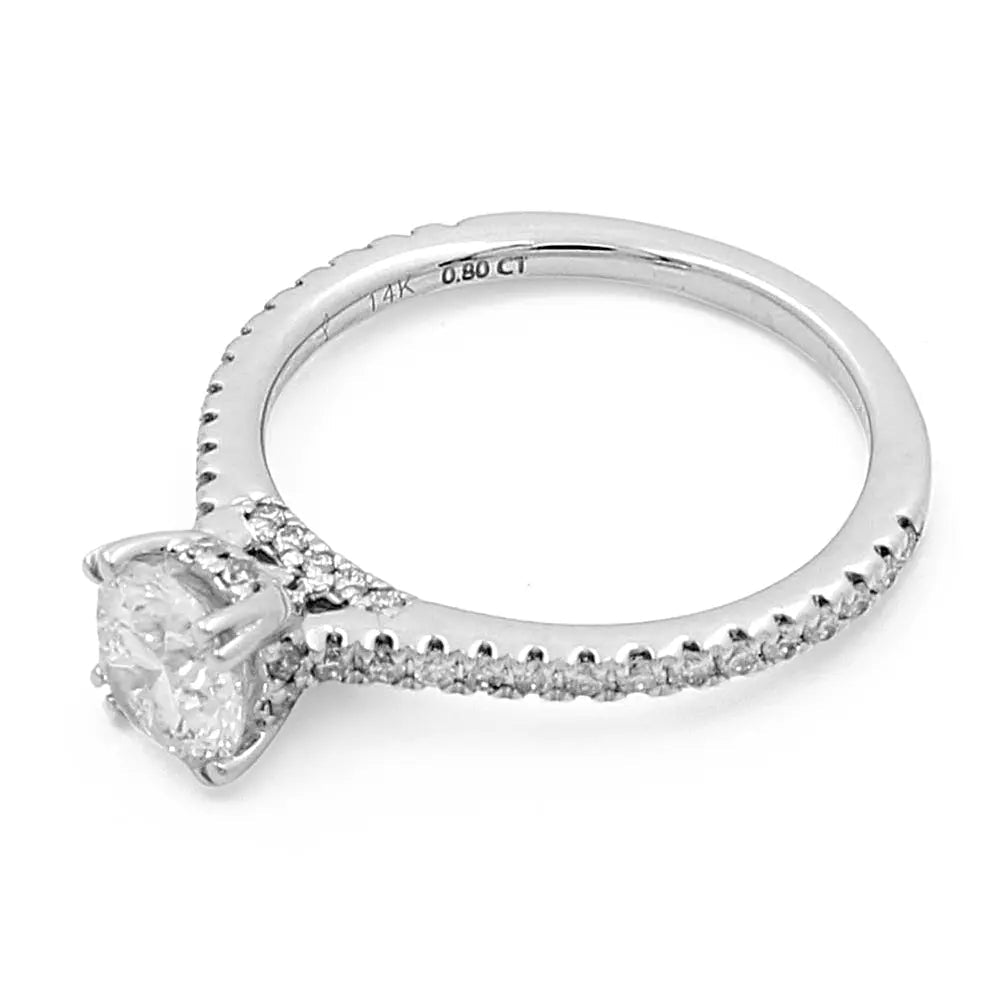 14K White Gold Women's Contemporary Engagement Ring with 0.20Tw Round Diamonds - Miral Jewelry