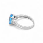 14K White Gold Women's Fashion with Diamonds and Oval Blue Topazs - Miral Jewelry