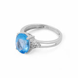 14K White Gold Women's Fashion with Diamonds and Oval Blue Topazs - Miral Jewelry