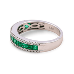 14K Women's Fashion Band with 0.20Tw Round Diamonds and 0.75 Square Cushion Emerald - Miral Jewelry