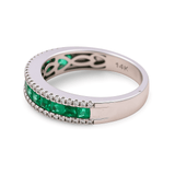 14K Women's Fashion Band with 0.20Tw Round Diamonds and 0.75 Square Cushion Emerald - Miral Jewelry
