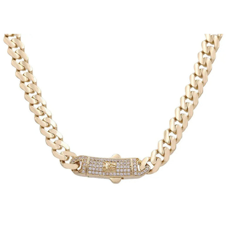14K Yellow Gold Monaco Chain with CZ Clasp 9mm, 16in, 25.9 g