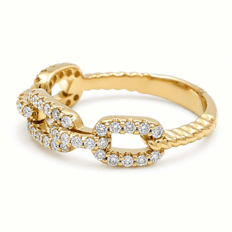14K Yellow Band Diamond Fashion Ring with 0.40Tw Round Diamonds - Miral Jewelry