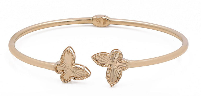 14k Yellow Butterflies Bangle Bracelet - Miral Jewelry