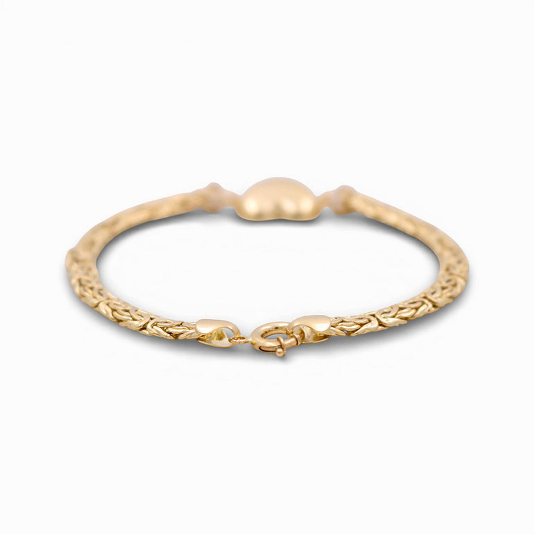 14k Yellow Byzantine with Heart Bracelet - Miral Jewelry