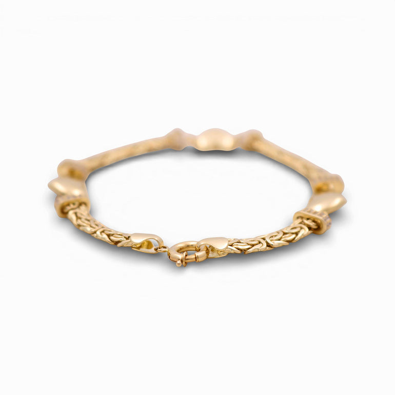 14k Yellow Byzantine with Hearts Bracelet - Miral Jewelry