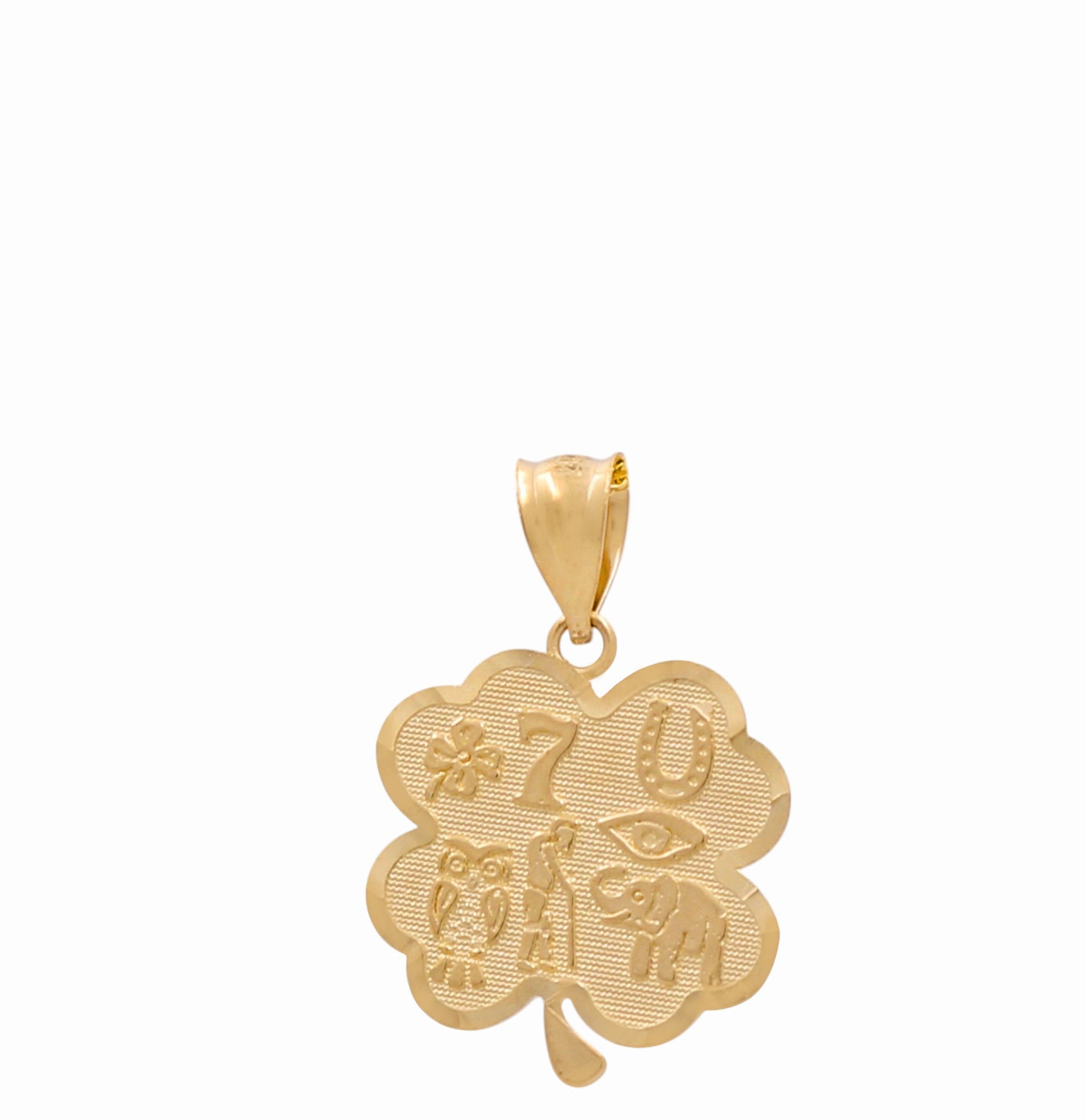 14K Yellow Clover Pendant - Miral Jewelry