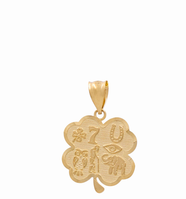 14K Yellow Clover Pendant - Miral Jewelry