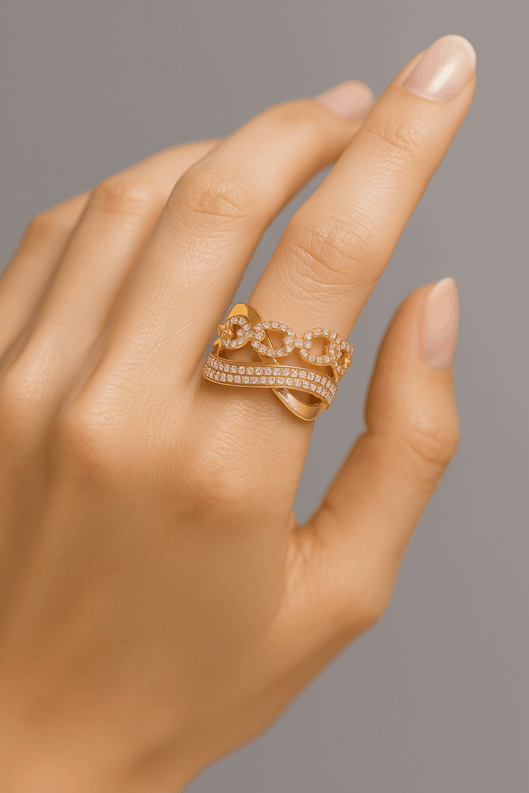 14K Yellow Fashion Diamond Fashion Ring with 1.28Tw Round Diamonds - Miral Jewelry