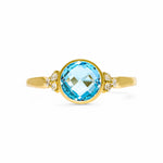 14K Yellow Fashion Ring with 1.58Tw Round Blue Topazs and 0.10Tw Round Diamonds - Miral Jewelry
