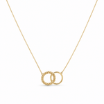 14k Yellow Gold 2 Rings Necklace 17" - Miral Jewelry