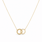 14k Yellow Gold 2 Rings Necklace 17" - Miral Jewelry