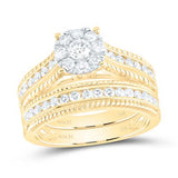 14k Yellow Gold 3 Pieces Set with 1.25tw Round Diamonds - Miral Jewelry