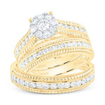 14k Yellow Gold 3 Pieces Set with 1.25tw Round Diamonds - Miral Jewelry
