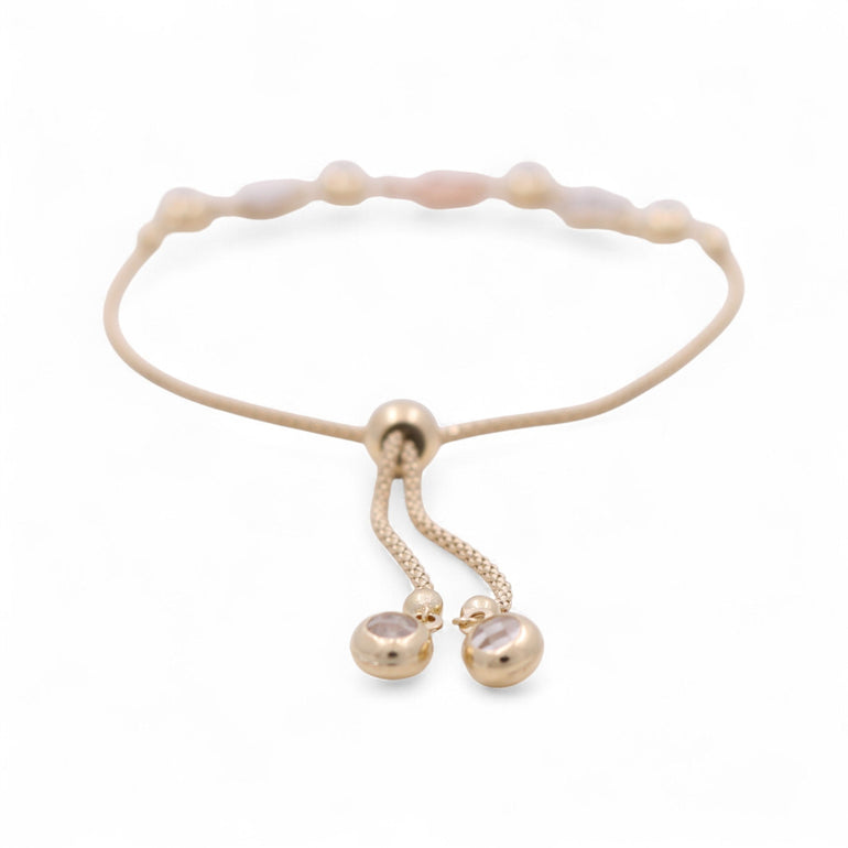 14K Yellow Gold Adjustable Stars with Cz Women's Bracelet - Miral Jewelry