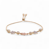 14K Yellow Gold Adjustable Stars with Cz Women's Bracelet - Miral Jewelry