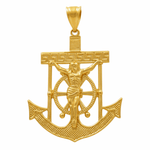 14K Yellow Gold Anchor Men's Pendant - Miral Jewelry