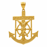 14K Yellow Gold Anchor Men's Pendant - Miral Jewelry