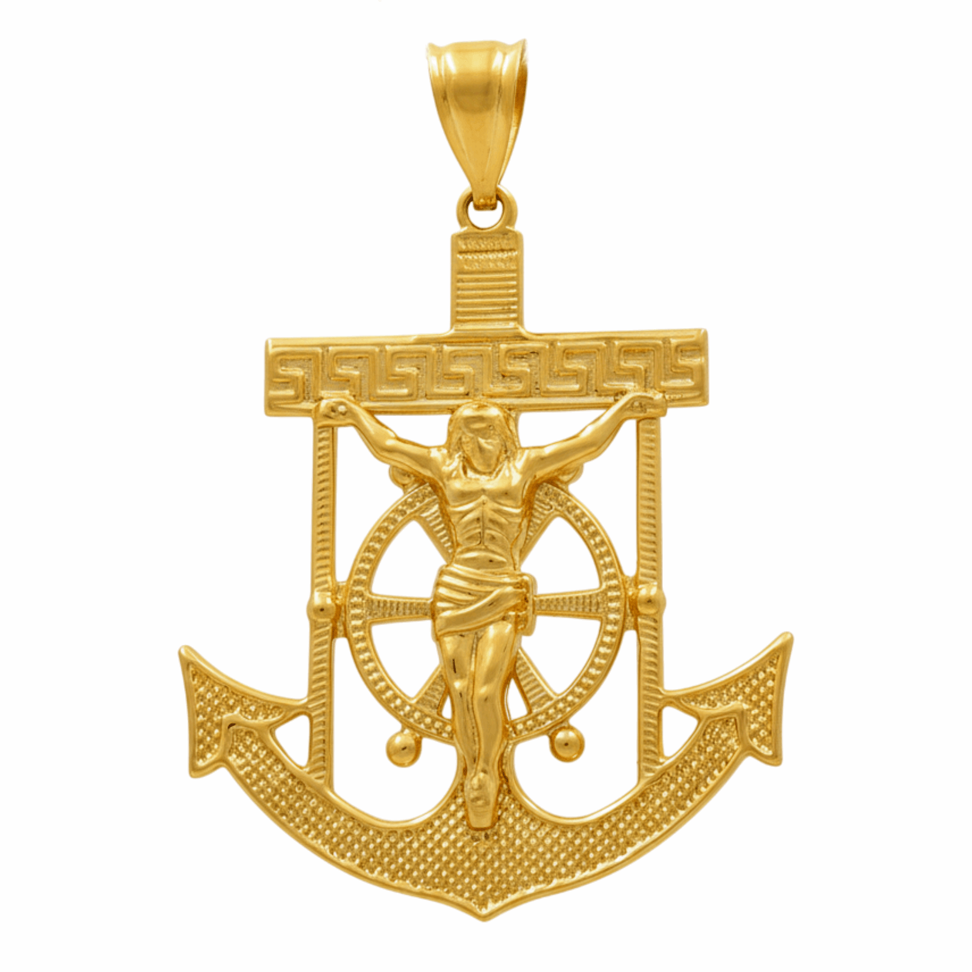 14K Yellow Gold Anchor Men's Pendant - Miral Jewelry