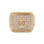14k Yellow Gold Anchor with Cz Fashion Men's Ring - Miral Jewelry