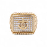 14k Yellow Gold Anchor with Cz Fashion Men's Ring - Miral Jewelry