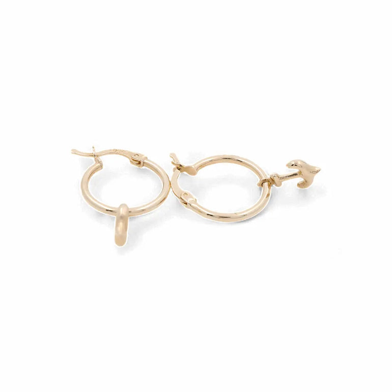 14K Yellow Gold Ancle Small Hoop Women's Earrings - Miral Jewelry