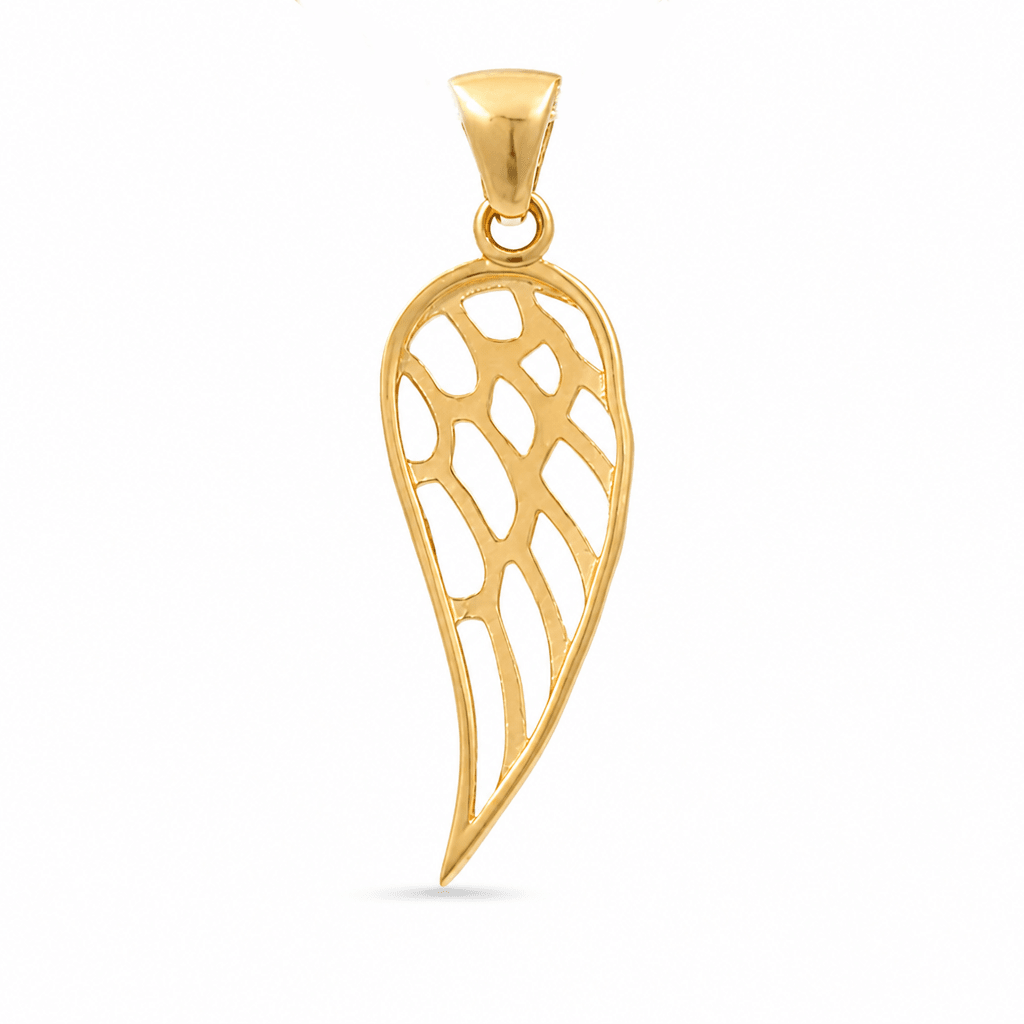 14K Yellow Gold Angel Wing Pendant - Miral Jewelry