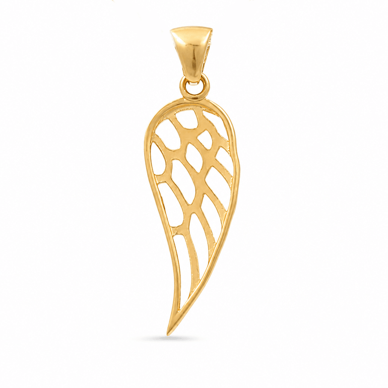 14K Yellow Gold Angel Wing Pendant - Miral Jewelry