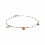 14K Yellow Gold Ankle Paper Clip with Charms Bracelet - Miral Jewelry