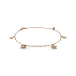 14K Yellow Gold Ankle Paper Clip with Charms Bracelet - Miral Jewelry