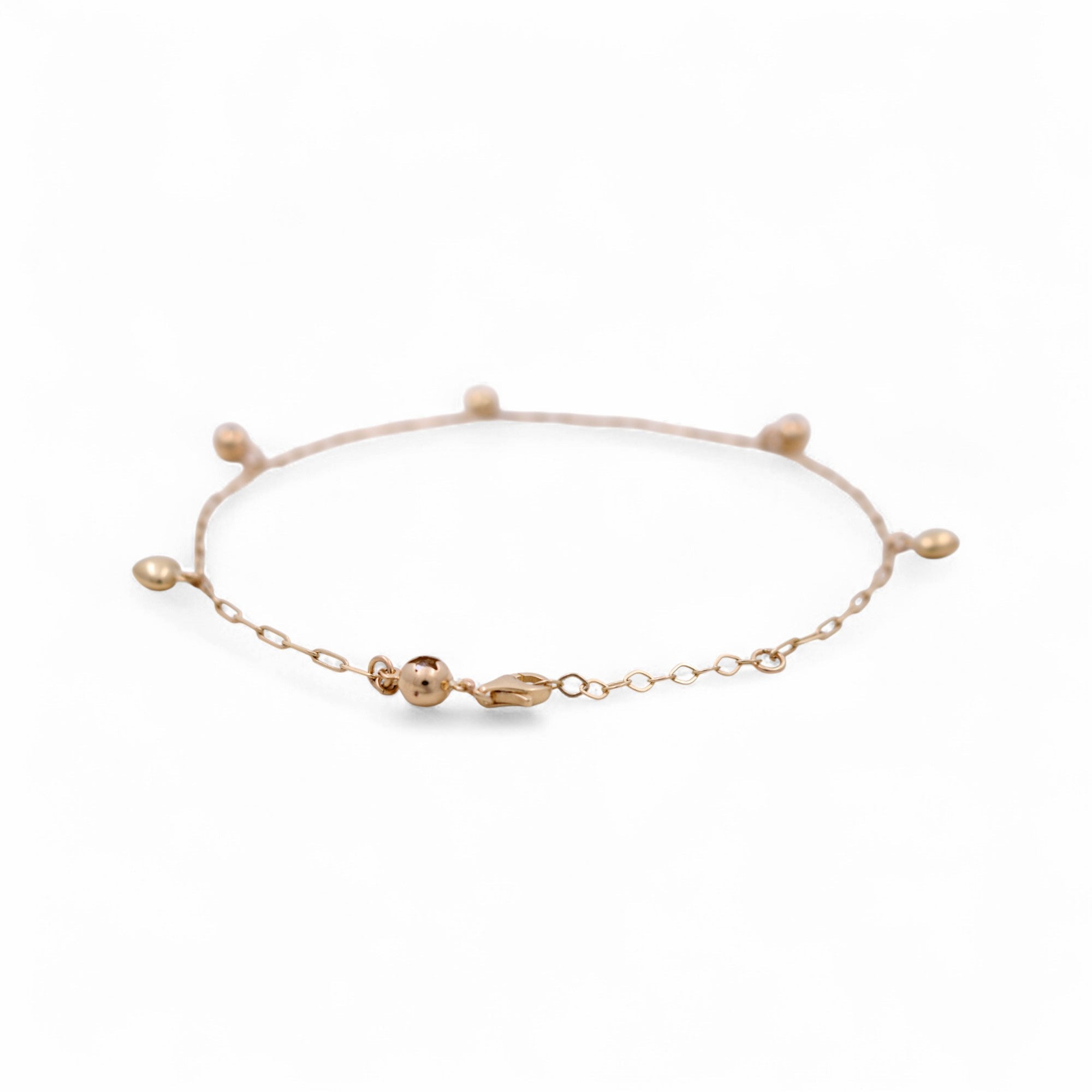 14K Yellow Gold Ankle Paper Clip with Charms Bracelet - Miral Jewelry