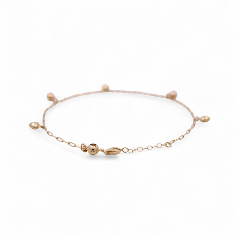 14K Yellow Gold Ankle Paper Clip with Charms Bracelet - Miral Jewelry