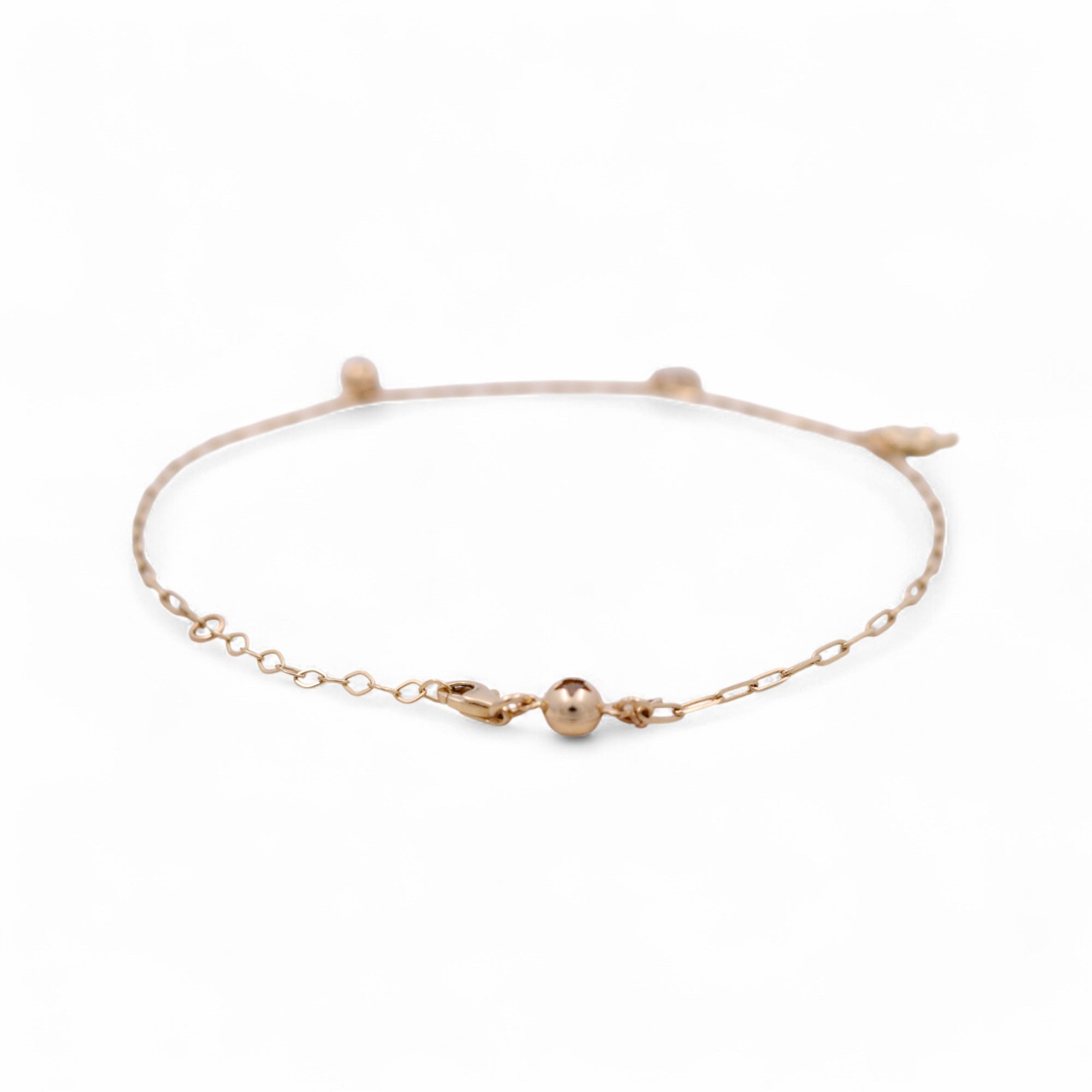 14K Yellow Gold Ankle Paper Clip with Charms Bracelet - Miral Jewelry