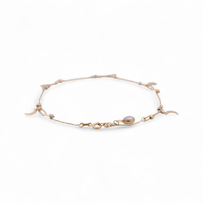 14K Yellow Gold Ankle with Charms Bracelet - Miral Jewelry