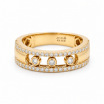 14K Yellow Gold Band Diamond Fashion Ring with 0.40Tw Round Diamonds - Miral Jewelry