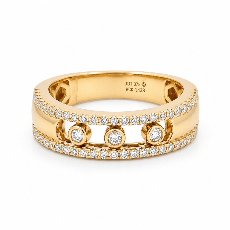 14K Yellow Gold Band Diamond Fashion Ring with 0.40Tw Round Diamonds - Miral Jewelry