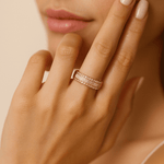 14K Yellow Gold Band Diamond Fashion Ring with 0.59Tw Baguette Diamonds and 0.44Tw Round Diamonds - Miral Jewelry