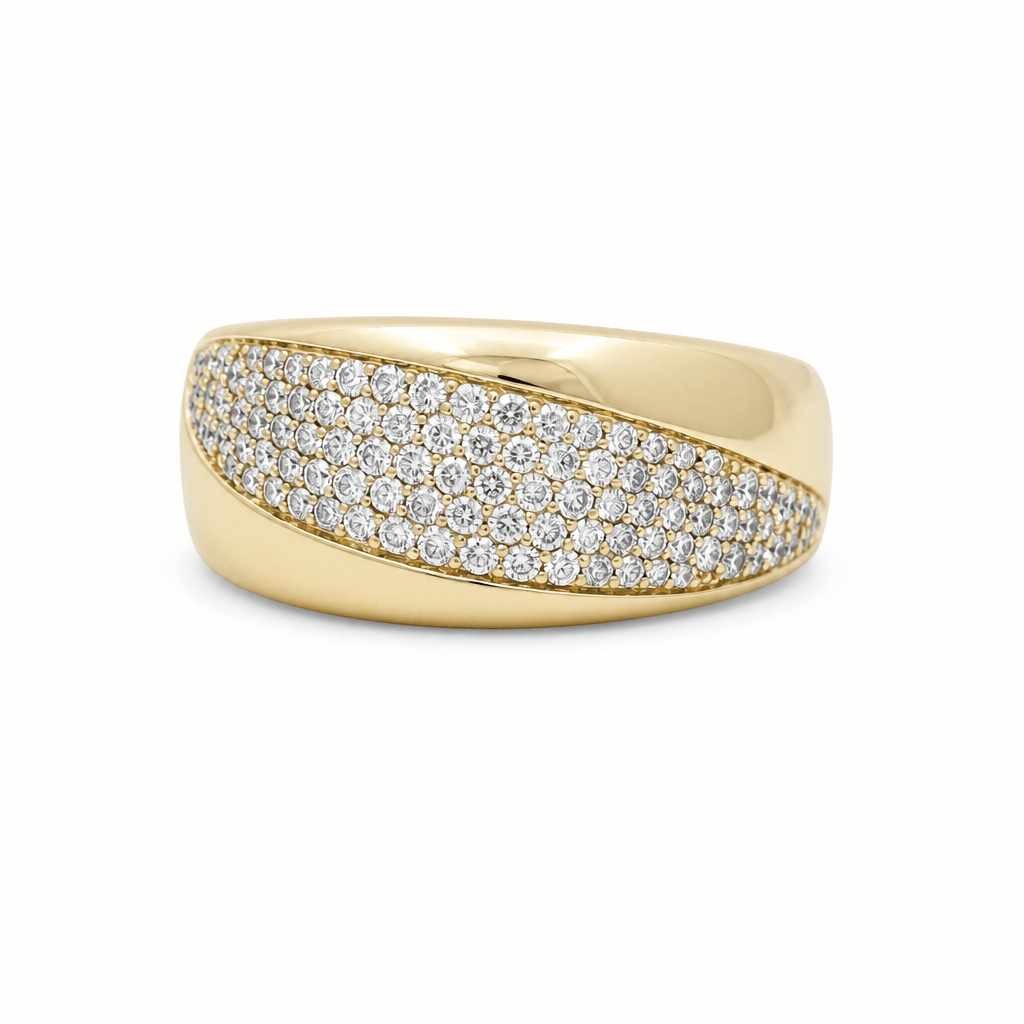 14K Yellow Gold Band Diamond Fashion Ring with 0.62Tw Round Diamonds - Miral Jewelry